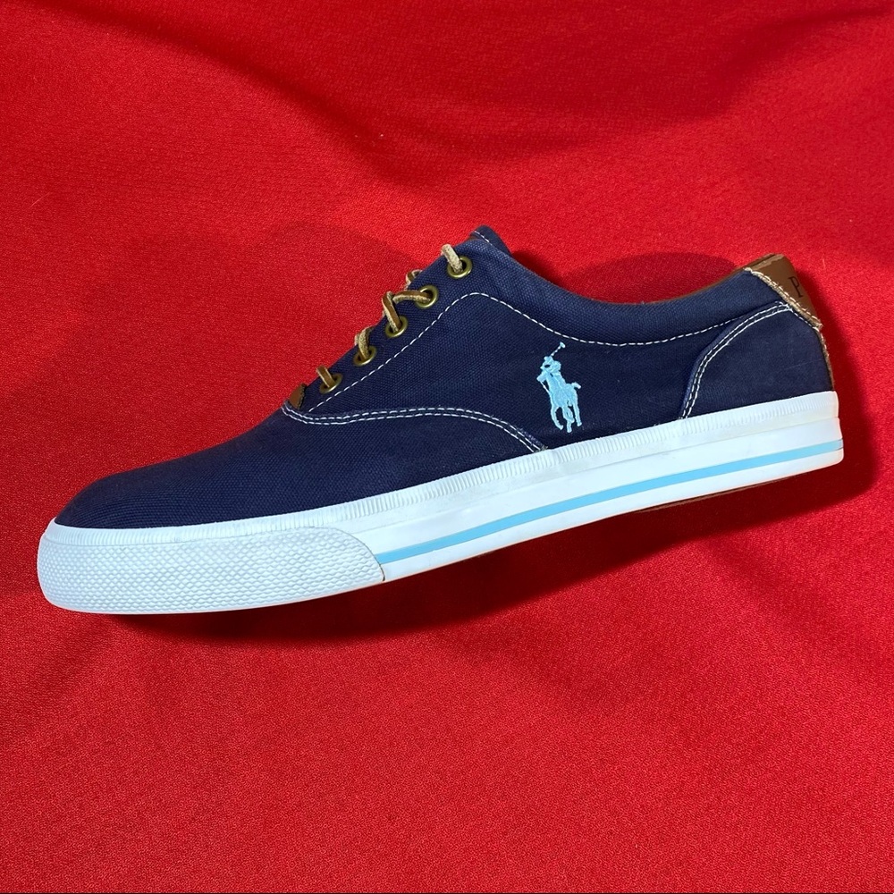 POLO RALPH LAUREN sneakers blue brown 11.5 canvas